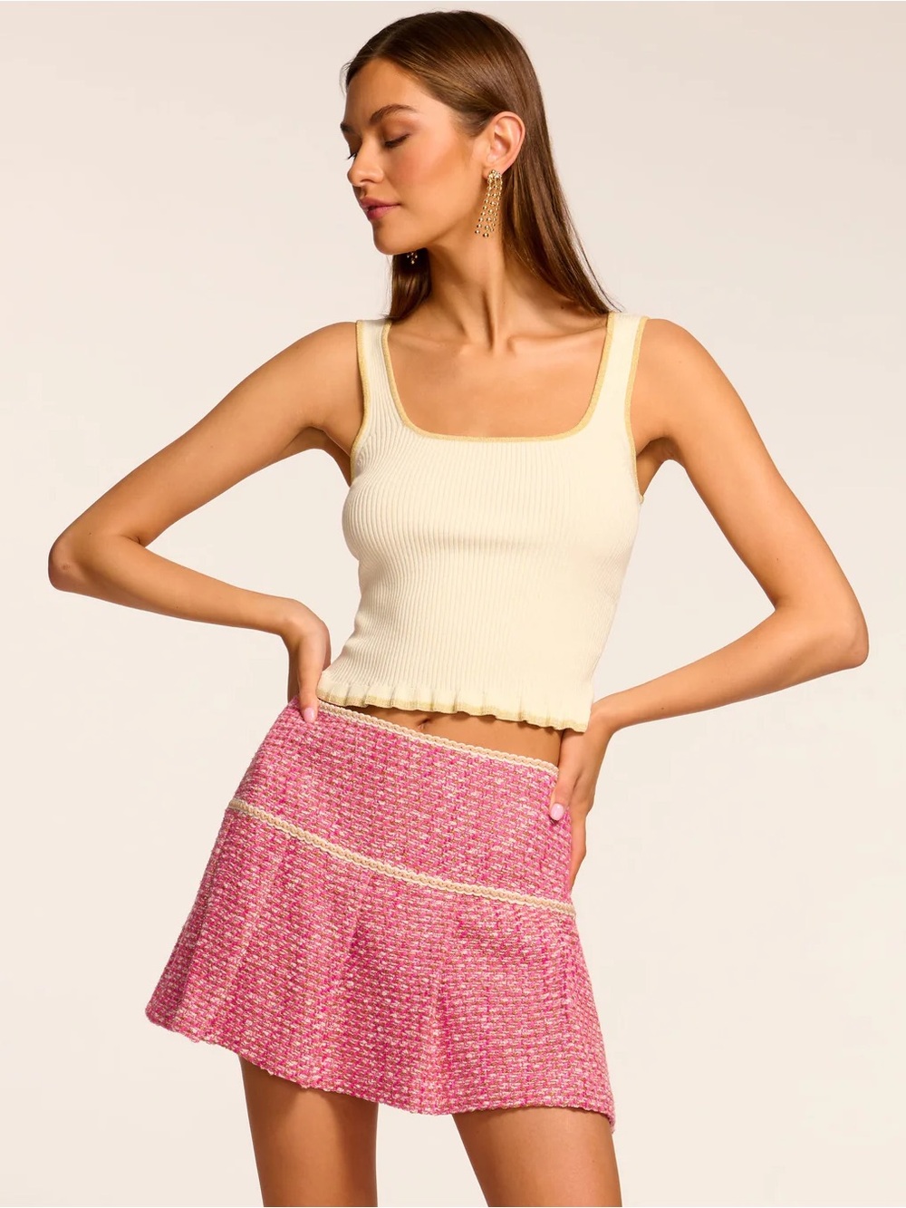 Ramy Brook Pink Tweed Mini Skirt